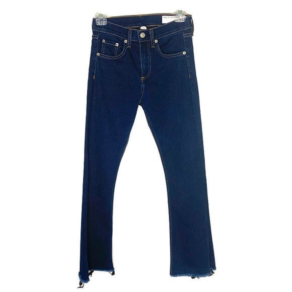 RAG & BONE Mid Rise Crop Flare Jeans in RIVINGTON WASH SIZE 24 - Picture 5 of 14